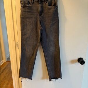 Express High-Rise Straight Jeans in Dark Gray Wash